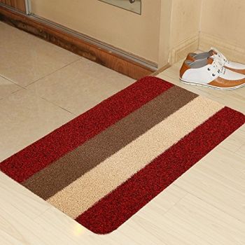  Horizontal Stripes Non-Slip Outdoor Door Mat,Red Brown Beige,20"x31.5"