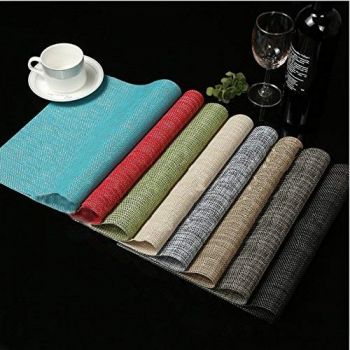 Non,Slip Insulation Placemat and Waterproof Environmental PVC Tablemats Set of 4,Grey