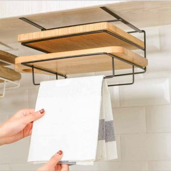 Cutting Board Towel Storage Rack, White