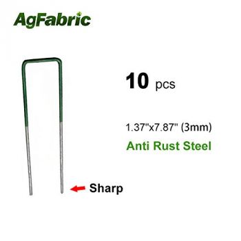 Agfabric 10-Pack Anti-Rust Galvanized Ground Staples Heavy-Duty Steel Sod Stakes Anchor Pins U-Shaped Garden Securing Pegs