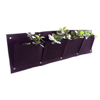 HGmart 4 Pockets Vertical Grow Bags Garden Hanging Wall Planters Indoor/Outdoor,Black